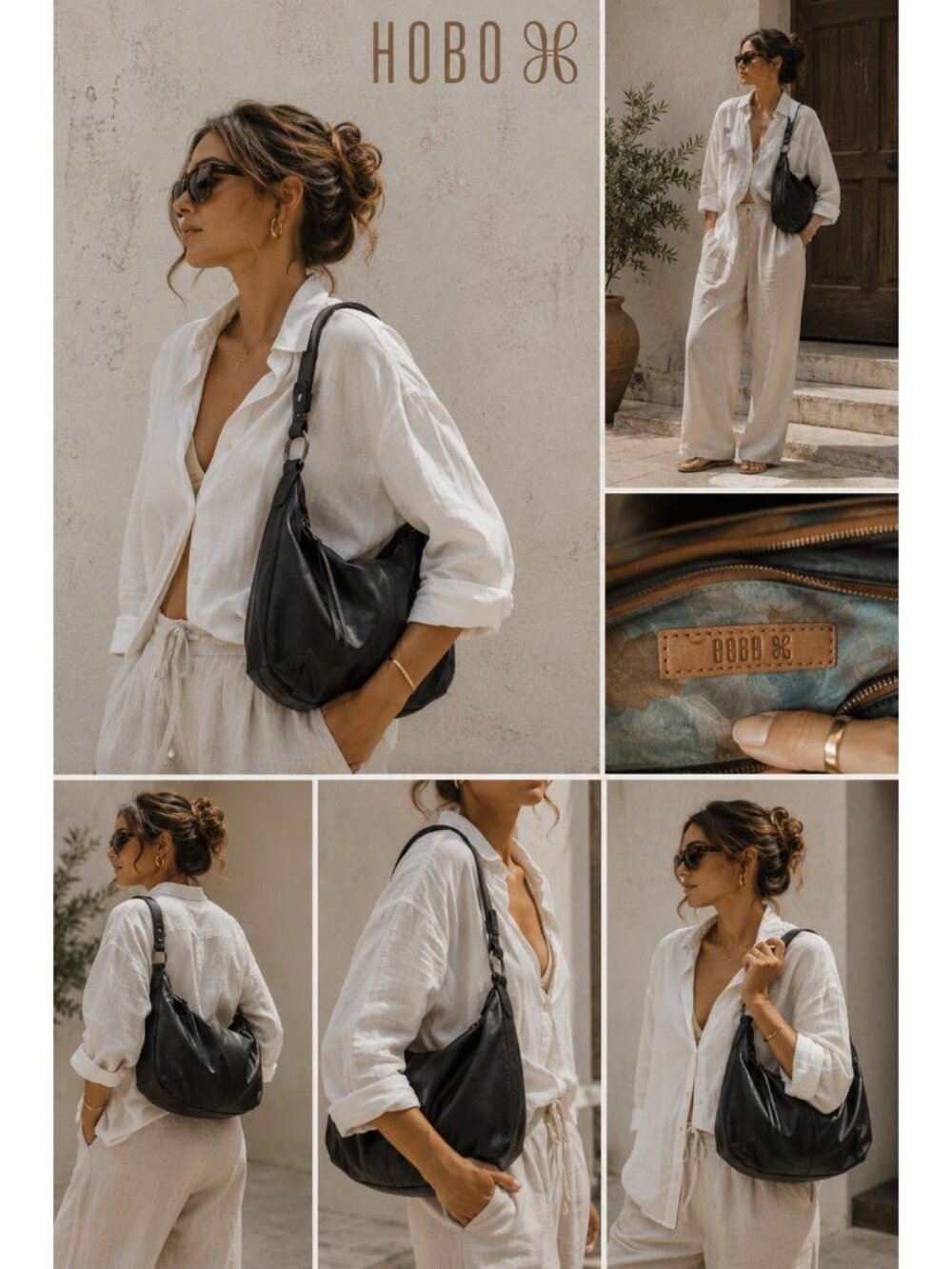 HOBO The Original Black Genuine Leather Slouchy Hobo Shoulder Bag Y2K